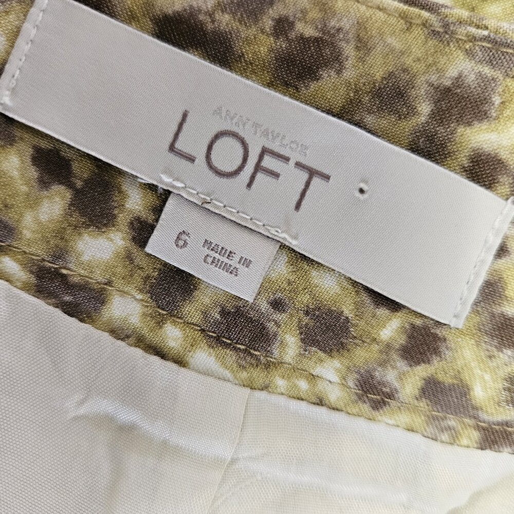 Ann Taylor Loft Brown Cream Animal Print Casual Mini Skirt Size 6 Minimalist - Picture 5 of 6